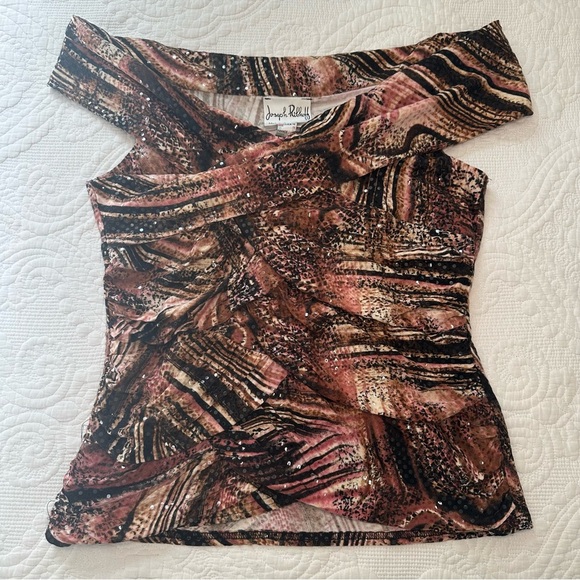 Joseph Ribkoff Y2K Off the Shoulder Sequin Top. Size: 10. - Picture 1 of 6